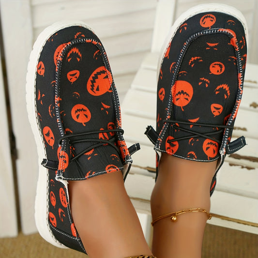 Pumpkin Spice and Everything Nice: Women's Lightweight Lace-up Canvas Shoes for a Stylish Halloween