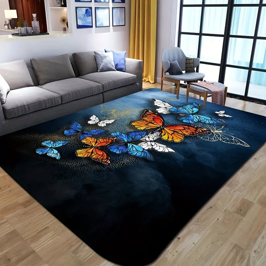 This Fashionable Butterfly Print Rug is a perfect addition to any home décor. It is made of 100% polyester and is luxuriously soft and comfortable, making it a cozy and elegant choice to add style to your home. The vibrant colors of the butterfly design are sure to bring a touch of life to any room.