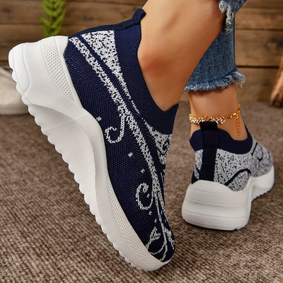 Comfort meets style with our Women's Printed Sock Sneakers - Slip-On, Breathable, and Trendy!