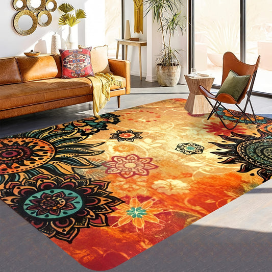 This contemporary Boho retro style area rug boasts an eye-catching abstract design. Made of premium polypropylene fibers for superior durability, non-slip backing for safety, and available in multiple sizes to fit in any space, this rug is perfect for adding vibrancy to any room in your home.