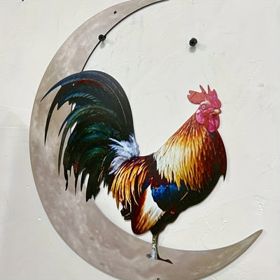 Moon Rooster Metal Art Ornaments: Stunning Wrought Iron Crafts for Enchanting Outdoor Garden Decorations