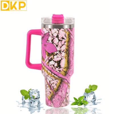 40oz Foliage and Branch Design Stainless Steel Water Tumbler - Perfect for Outdoor Camping, Driving, and Hiking - Includes Car Mug with Handle and Lid