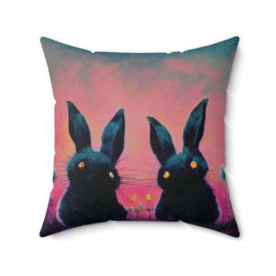 Phuzzy Bunny Under Sunrise, Cute Bunnies Couple, Bunny Lover Pillow Covers, Spun Polyester Square Pillow