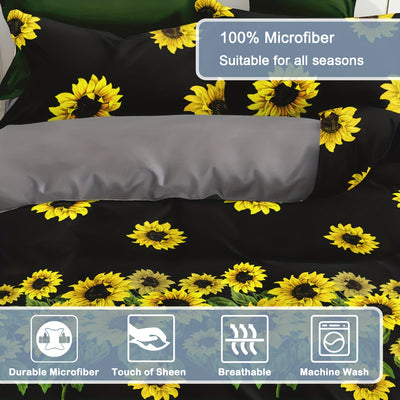 Vibrant Sunflower Dreams: Duvet Cover Set for a Soft and Stylish Bedroom! (1*Duvet Cover + 2*Pillowcases, Without Core)