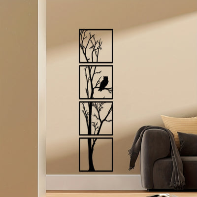 Enchanting Owl Tree Branch Metal Art: A Captivating Décor for Any Space