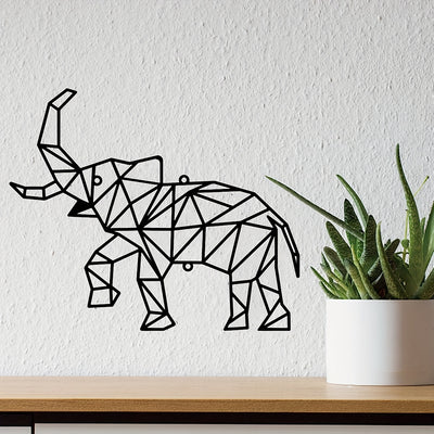 Elegant and Ethereal: Geometric Elephant Metal Art Wall Hanging, a Majestic Present for Wildlife Enthusiasts