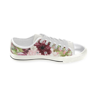 Watercolor Bouquet Shoes, Burgundy Women's Classic Canvas Shoes