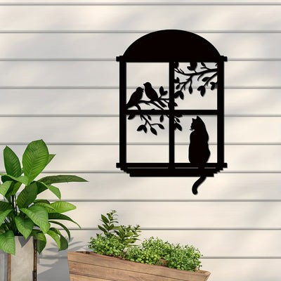 Introduce a charming addition to your home decor with our whimsical Cat Window Metal Wall Art. Featuring a unique design and made with high-quality metal materials, this piece will add a touch of playfulness and sophistication to any room. Perfect for cat lovers and art enthusiasts alike.