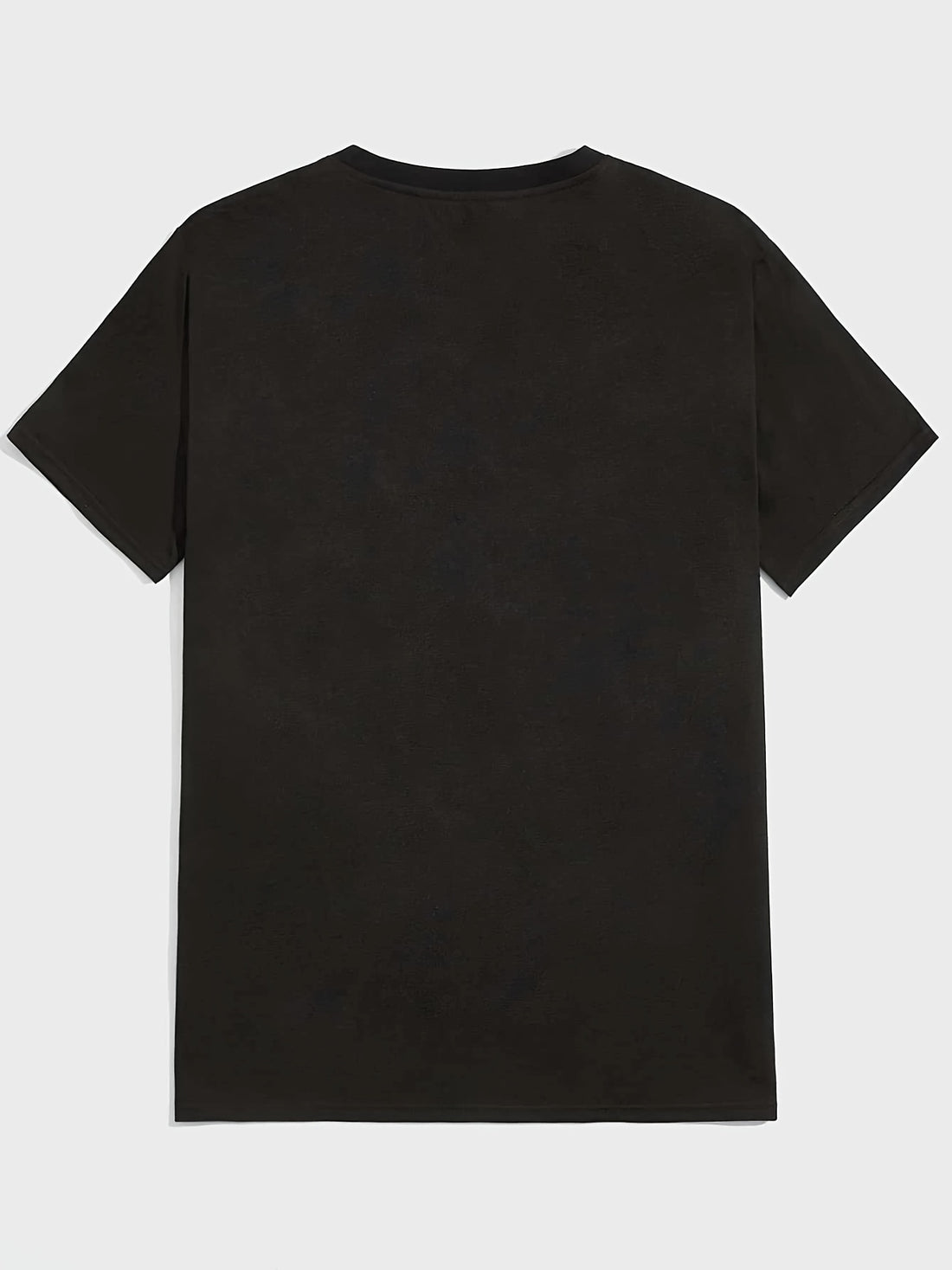 Stylish and Festive: Men's Casual Loose Black Crew Neck T-shirt with Christmas Tree Print for Christmas Party