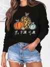 Pumpkin and It's Fall Y'all Print Sweatshirt, Casual Long Sleeve Crew Neck Sweatshirt, Women's Clothing