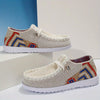 Womens Ethnic Pattern Boat Shoes: Stylish Slip-Ons for Non-Slip Outdoor Walking