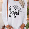 Jesus Heart Print: Women's Casual Long Sleeve Top for Spring/Fall