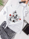 Summer Chic: Cute Graphic Print Crew Neck T-Shirt - Women's Casual Short Sleeve Tee