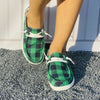 Stylish and Comfortable Women's Green Plaid Pattern Canvas Shoes: Lightweight Casual Shoes with Round Toe and Lace-Up Design