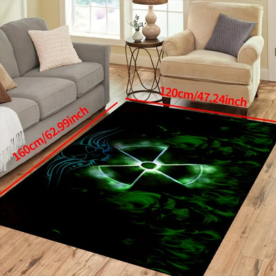 Halloween-Inspired Nuclear Skeleton Rug: Non-Slip, Waterproof, and Machine-Washable for Spooky Home Decor