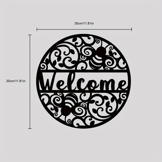 Bee Club: Welcome to the Memory Garden – Outdoor Metal Sign with Bee and Vine Design