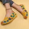 Stylish Women's Casual Yellow Flat Shoes with Flower Patterns: Lightweight and Comfortable Low Top Design