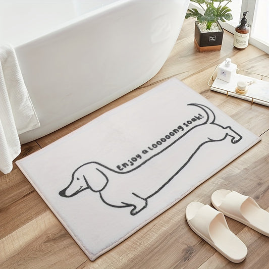 Add comfort and style to any living space with this Cartoon Dachshund Bath Rug. Imitation cashmere construction ensures maximum absorbency for quick drying, while its non-slip backing guarantees a safe and secure footing. Machine-washable for easy maintenance and long-lasting use.