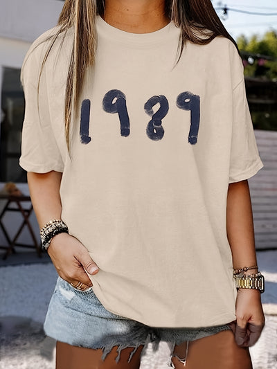 1989 Letter Print Crew Neck T-Shirt: A Stylish Summer Essential for Women's Casual Wardrobe