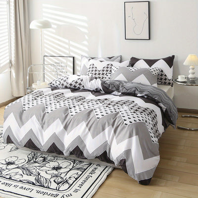 Wave Print Duvet Cover Set: Transform Your Bedroom with Soft, Comfortable Bedding! (1*Duvet Cover + 2*Pillowcases, Without Core)