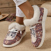 Winter Chic: Women's Fashion Snow Boots – Plush, Warm, and Comfortable Flat Shoes with Striking Wolf Patterns and Woven Uppers