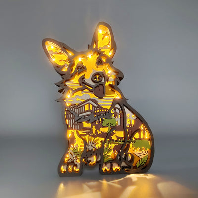 The Corgi Wooden Art Night Light is a perfect gift for pet lovers and kids. Featuring a wooden art design, it makes a delightful addition to any bedroom decor. The warm white LED light is adjustable in both brightness and color temperature, providing a pleasant atmosphere for rest and relaxation.