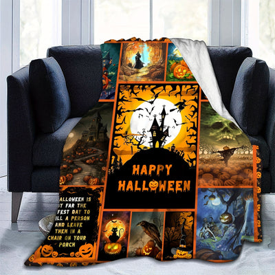 Halloween Pattern Flannel Blanket: An Ultra-Soft and Cozy Throw for Year-Round Comfort, Perfect for Home Decor and Gifting