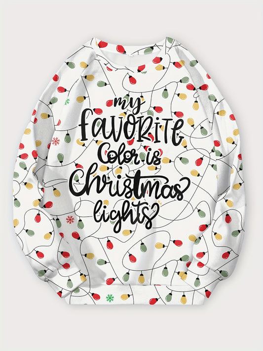 This stylish and comfortable plus size Christmas sweatshirt is the perfect addition to your holiday wardrobe. Made with a super soft cotton blend and featuring a unique graphic slogan print, this sweatshirt is sure to help you add a touch of festive cheer to any outfit. Enjoy a comfortable fit and a classic style!