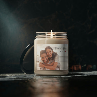 Personalized Candle, Custom Couple Name And Picture, Soy Candle 9oz CJ04