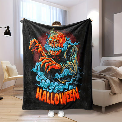 Bring warmth and style into your home with this Pumpkin Man Halloween-themed cozy flannel throw. It's perfect for snuggling up on the couch during cool days and nights. The bold colors and design will add style to any space. Get ready for a frightfully spooky season with this unique designer blanket!