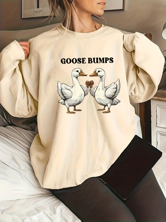 This Goose Letter Print Sweatshirt is designed with fashion and comfort in mind. Made from soft and lightweight fabric, this plus-size sweatshirt features a long sleeve round neck design with loose fit styling for added comfort. The bold letter print adds the perfect touch of style for any casual or active occasion.