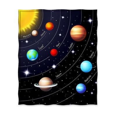 Explore the Universe with Our Ultra-Soft Solar System Printed Blanket: A Cozy Addition to Your Home Décor