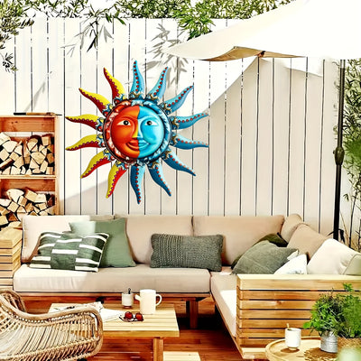 Sun's Radiant Glow: Creative Metal Wall Art Décor for an Enchanting Home Ambiance