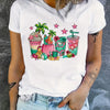 Fun and Refreshing: Cartoon Drink Print T-Shirt for Women's Spring/Summer Wardrobe