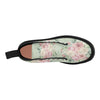 Green Pink Floral Boots, Watercolor Martin Boots for Women