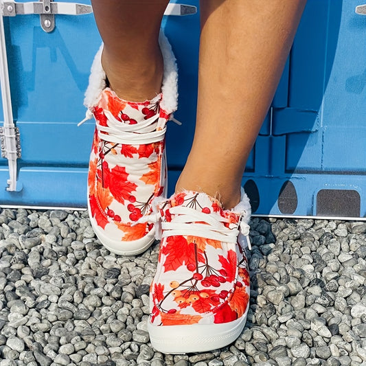 Women's Fashion Maple Print Thickened Warm Sneakers are the perfect blend of comfort and fashion. The thickened warm material keeps your feet toasty, while the lightweight design ensures comfort with every step. Enjoy the stylish maple print and get compliments all day long!