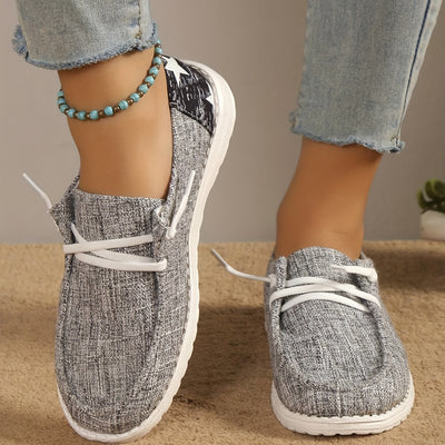 Women's Color Star Pattern Canvas Sneakers, Comfortable and Stylish Low Top Shoes