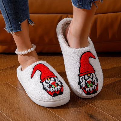 Festive Cartoon Christmas Deer Print Slippers: Slip-On, Non-Slip, Warm and Cozy Indoor Shoes