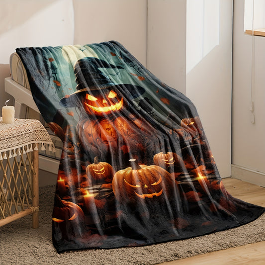 Halloween Night Horror Print Flannel Blanket: Cozy Throw for Halloween Décor & All-Season Comfort