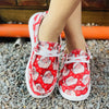 Lightweight Women's Canvas Shoes with Santa Claus - Casual Christmas Pattern Lace Up Outdoor Shoes