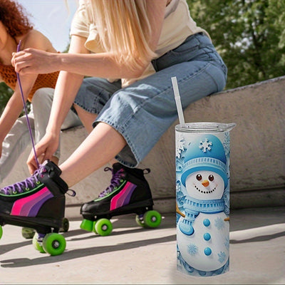 Stay Cool and Festive with our Snowman Pattern Tumbler - 20oz 304 Stainless Steel, Shatterproof and Insulated for Hot and Cold Drinks - Perfect for Car, Home, Office, and Travel