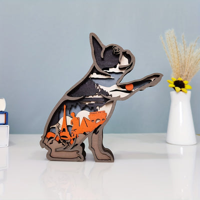 Quirky and Cute: French Bulldog Wooden Art Night Light - A Delightful Table Decor for Dog Lovers