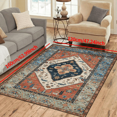 Vintage Boho Non-Slip Resistant Rug: Stylish, Washable, and Waterproof Carpet for All Living Spaces and Outdoor Décor