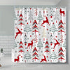 Abstract Christmas Tree Reindeer Winter Snowflakes Shower Curtain: Festive Bathroom Decoration for the New Year