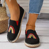 Vibrant Rainbow Embroidered Print Slip-On Shoes for Women: Lightweight and Comfy Travel Essential!