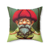 Gnomes, Yoga, Forest, Small Mushrooms, Cute Yoga Have Red Head, Spun Polyester Square Pillow