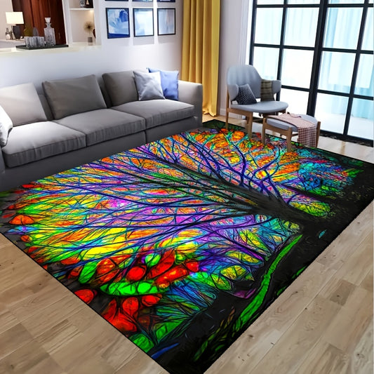 Brighten your living space with this Colorful Trees Aesthetic Rug. Featuring a vibrant and detailed design, this non-slip rug is perfect for adding a pop of color to your room décor. High-quality materials ensure long-lasting durability and comfort.