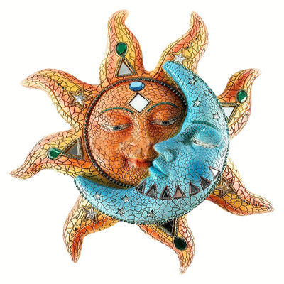 Weatherproof Sun Moon Metal Art Wall Sculpture: Outdoor Decorations for Patio & Living Spaces