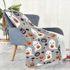 Cozy and Spooky: Halloween Flannel Blanket with Cute Cartoon Ghost, Pumpkin, and Bat Print - Perfect for Bed, Couch, or Kids' Room Decor