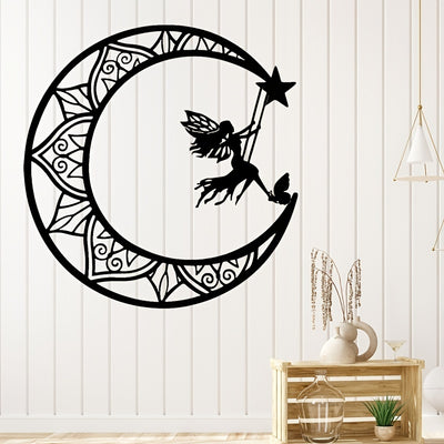 Enchanting Moon Angel Metal Art: A Radiant Indoor Decoration for Your Home